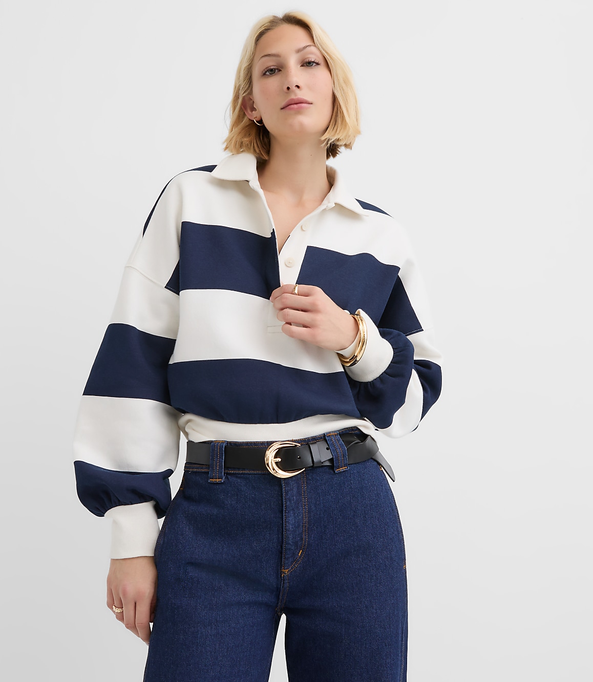 Rugby Stripe Polo Top