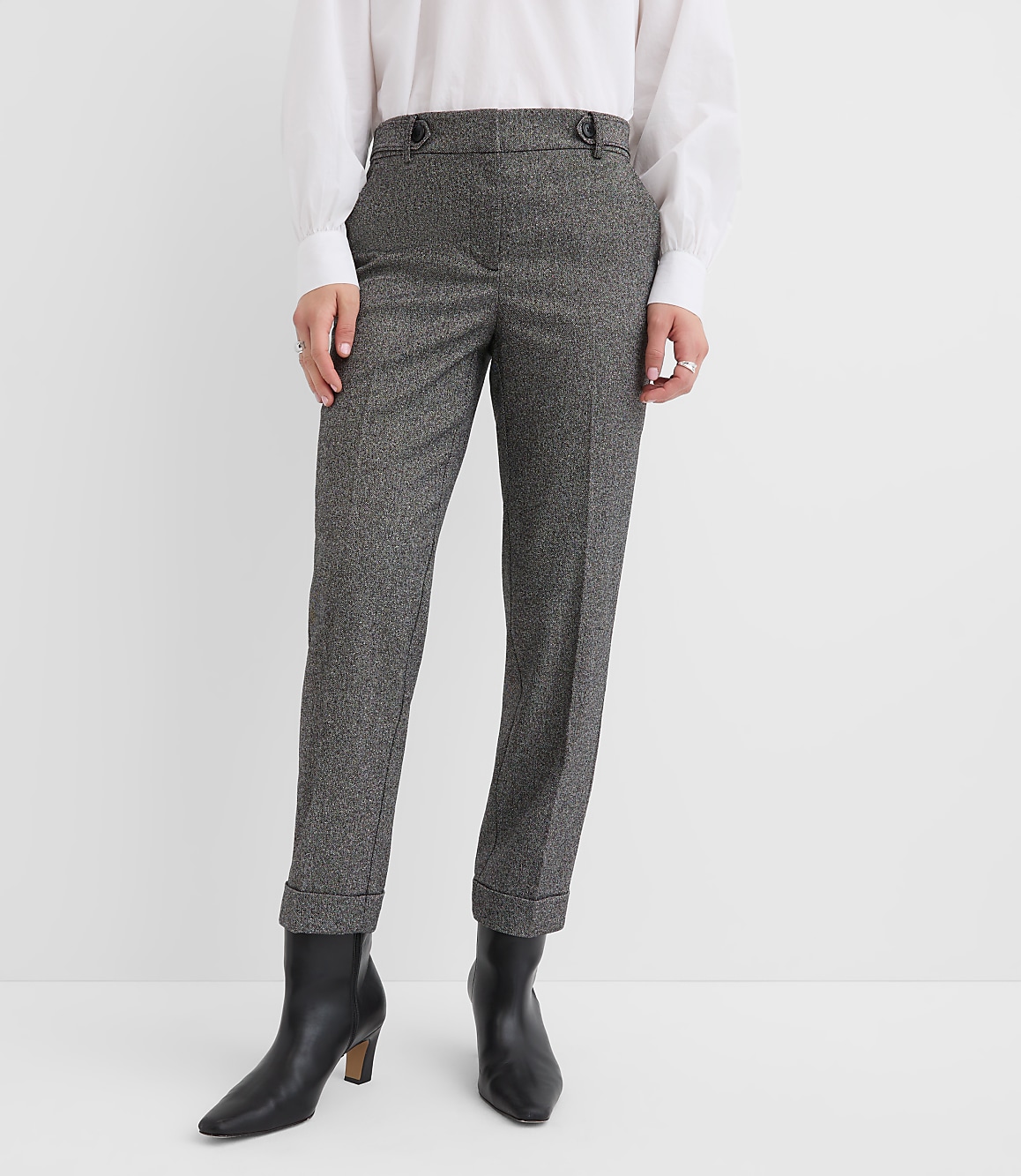 Curvy Cuffed Riviera Slim Pants in Twill