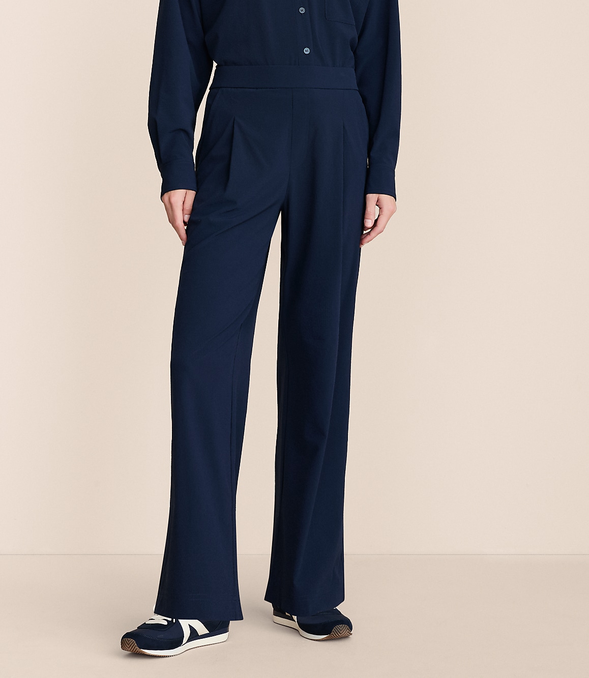 Lou & Grey Seersucker Wanderweave Wide Leg Trouser Pants