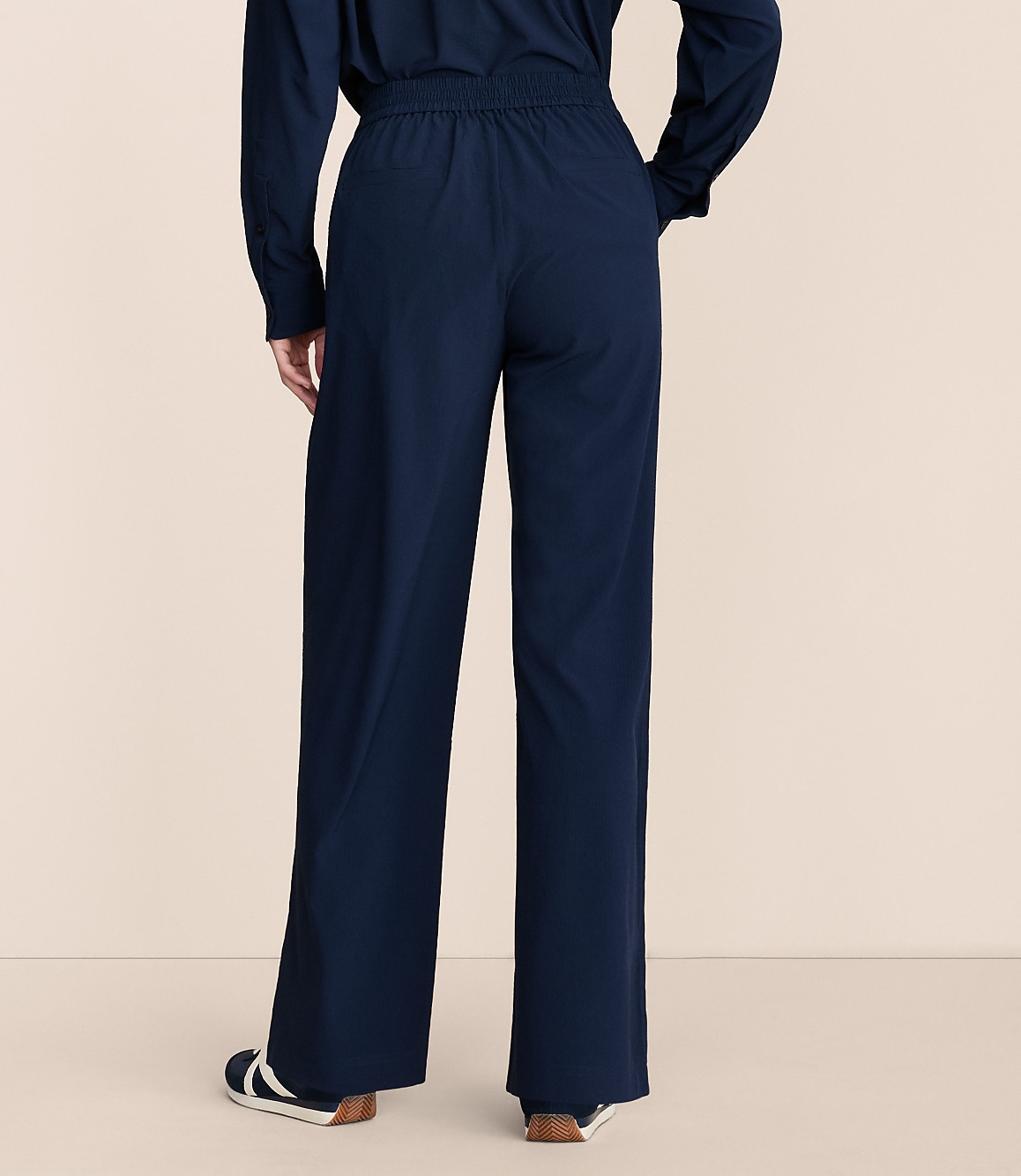 Lou & Grey Seersucker Wanderweave Wide Leg Trouser Pants
