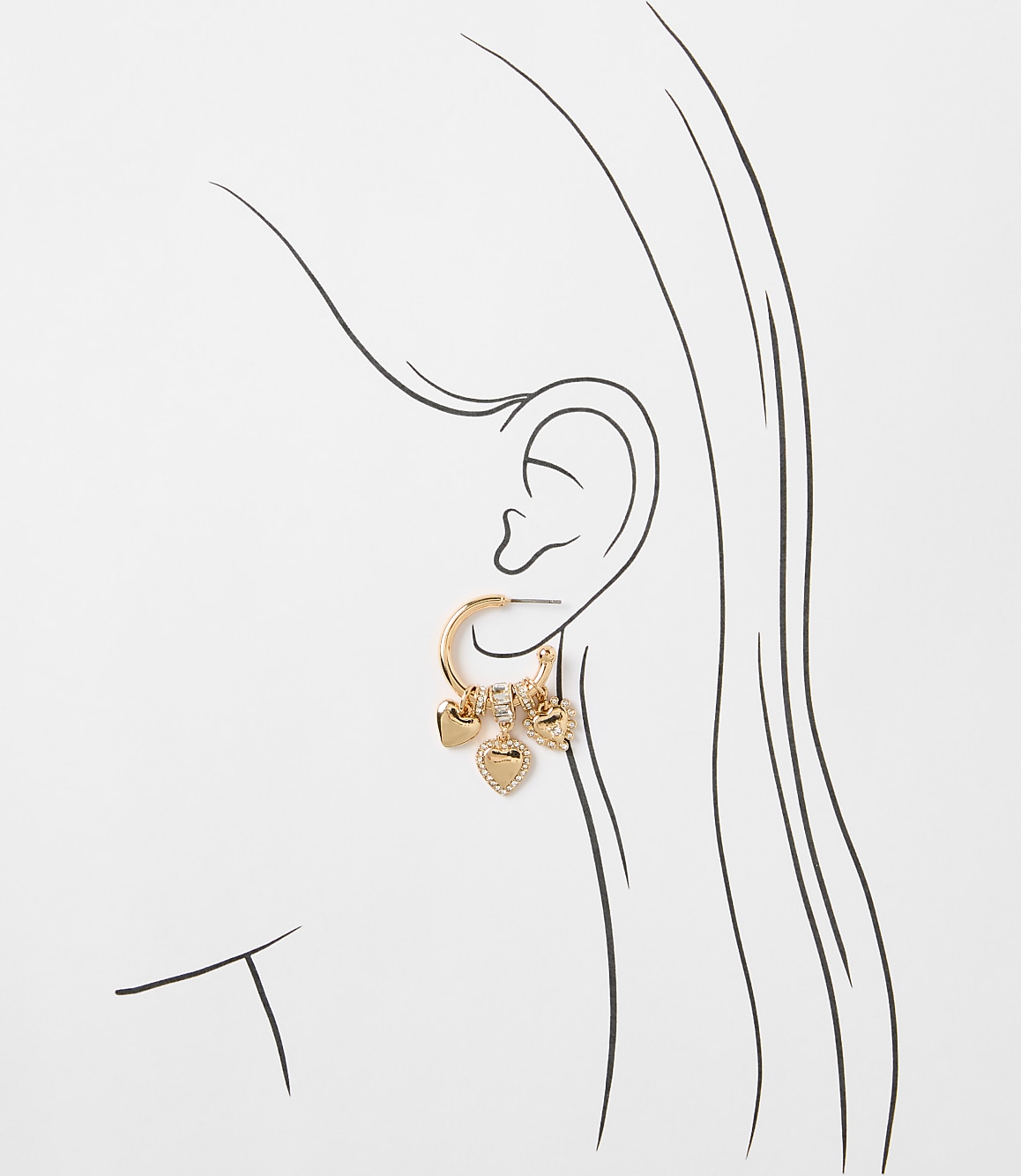 Sparkle Heart Cluster Hoop Earrings
