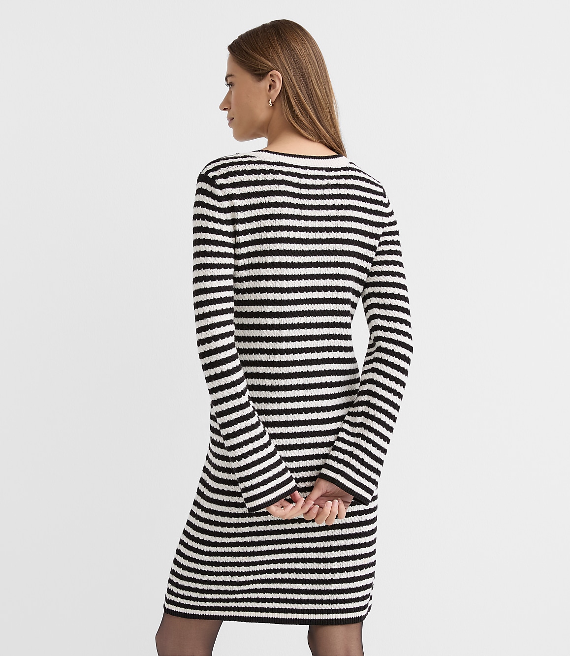 Pointelle Striped Sweater Dress