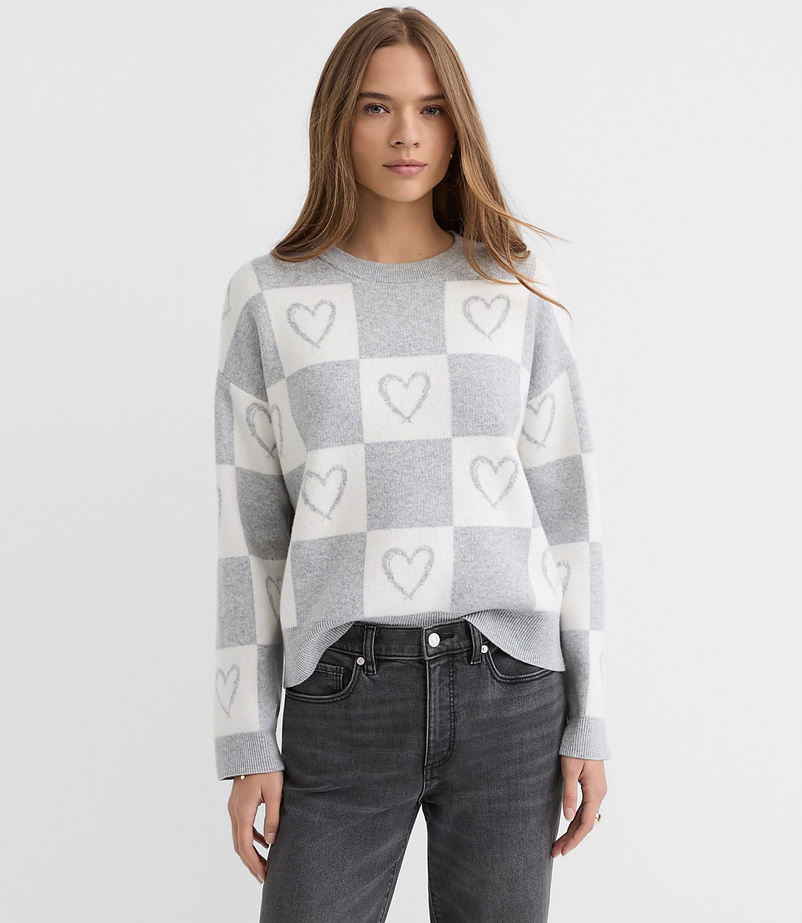Heart Checkered Sweater