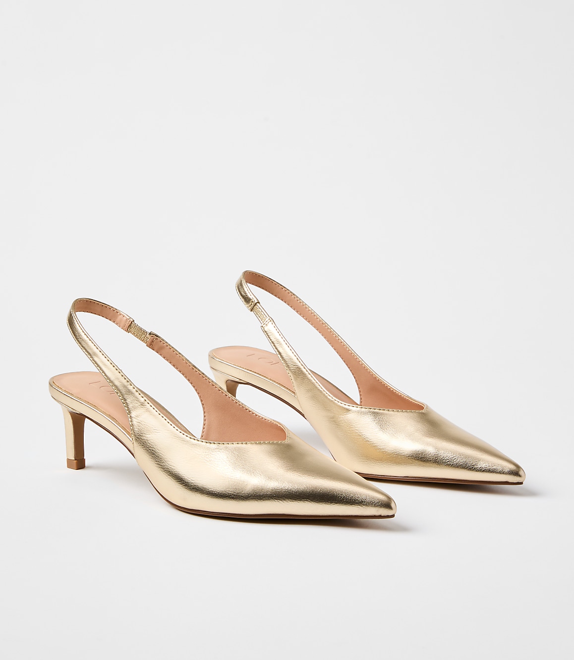 Metallic Slingback Kitten Heels