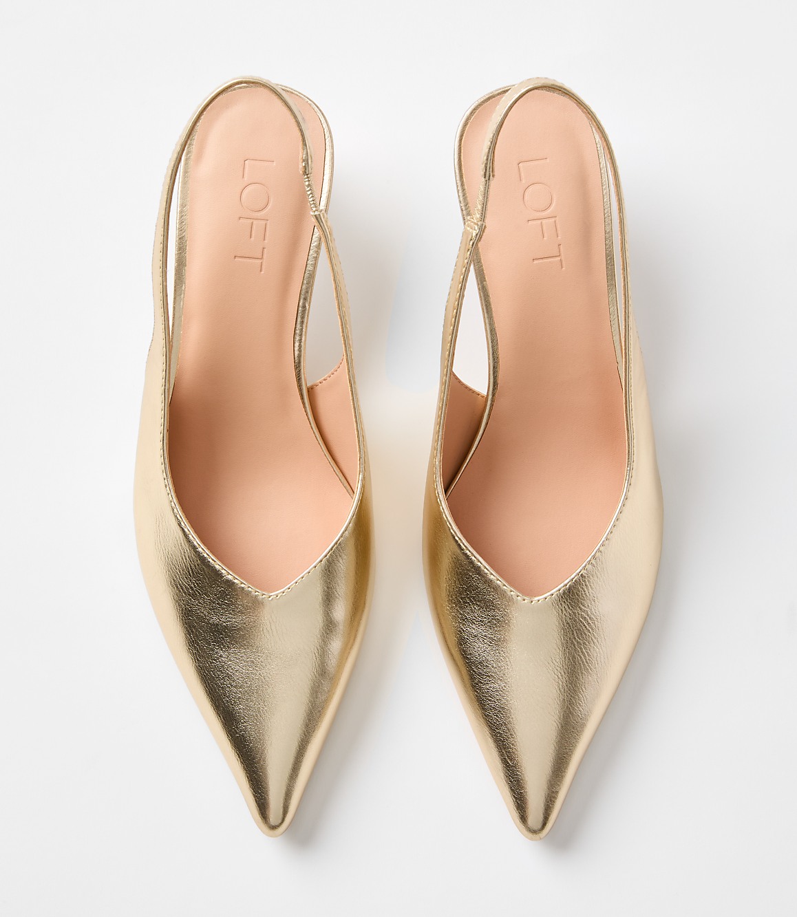 Metallic Slingback Kitten Heels