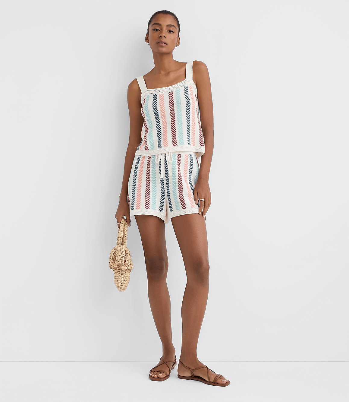 LOFT Beach Chevron Stripe Drawstring Shorts