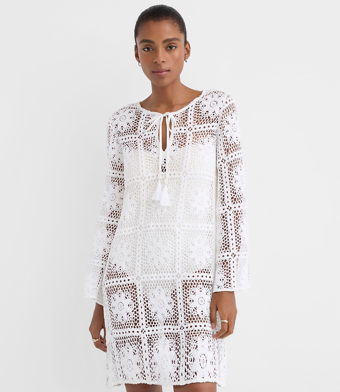 LOFT Beach Floral Tile Crochet Swimsuit Coverup