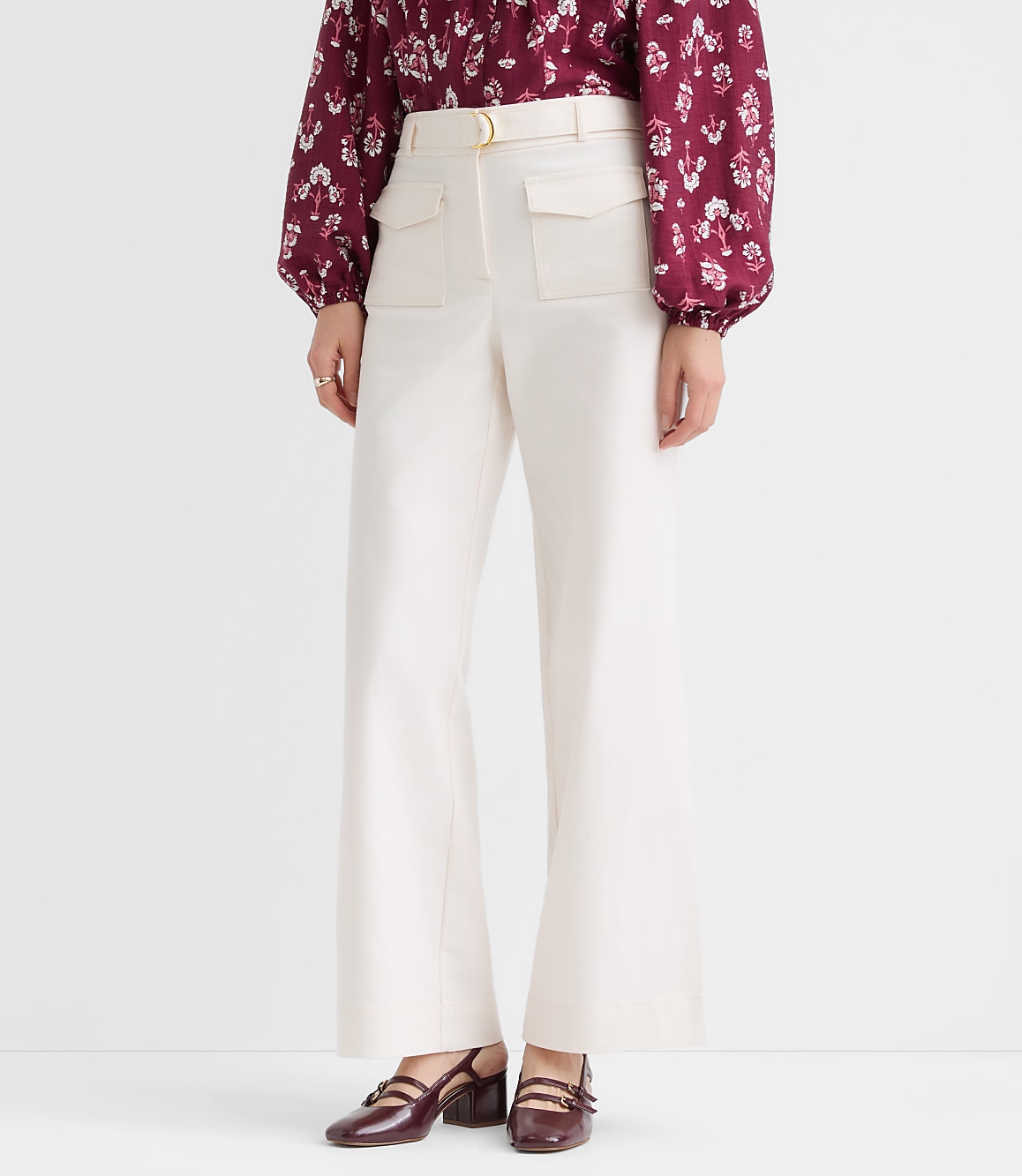 Belted Palmer Wide Leg Pants in Pique