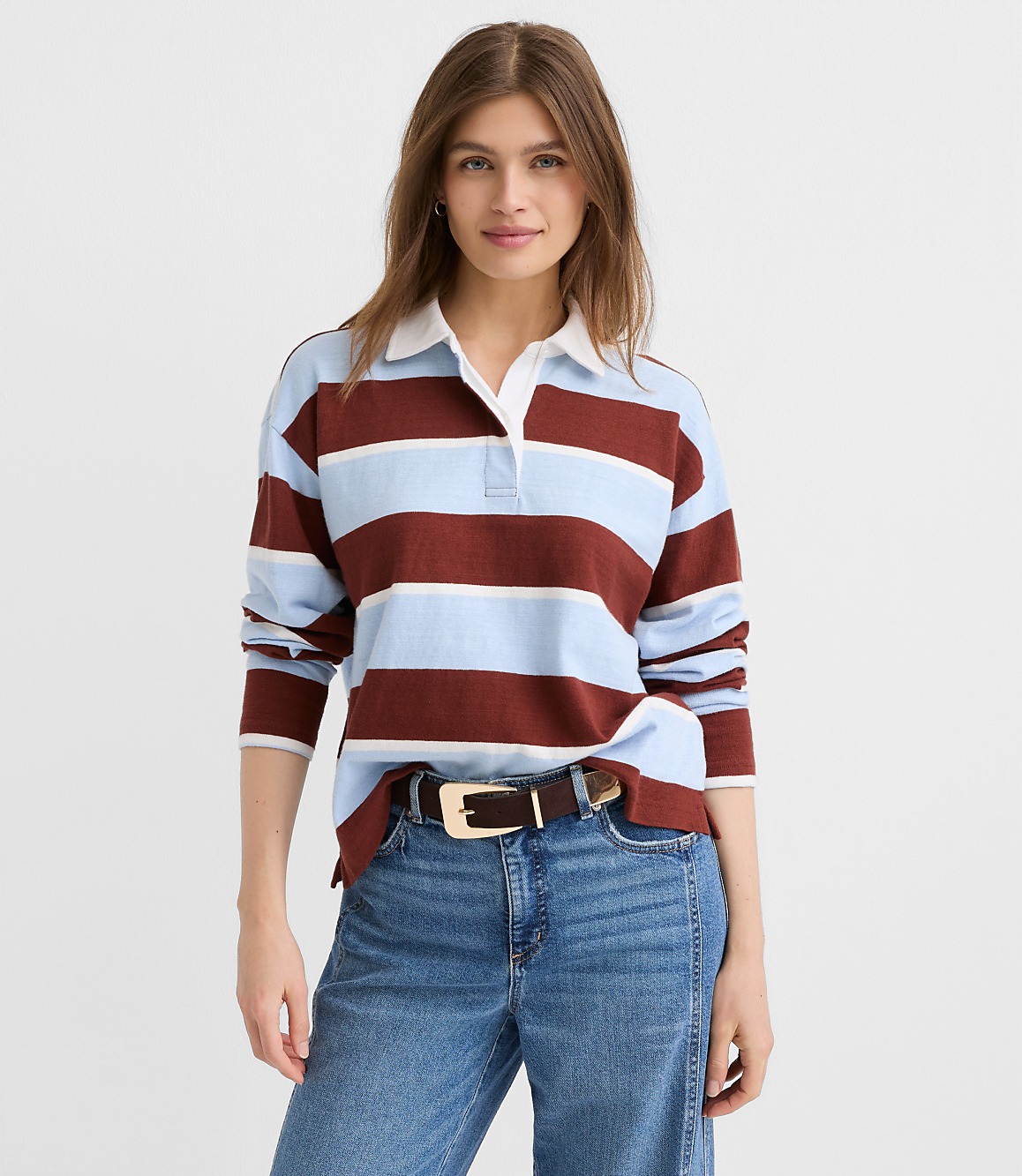 Rugby Stripe Polo Top