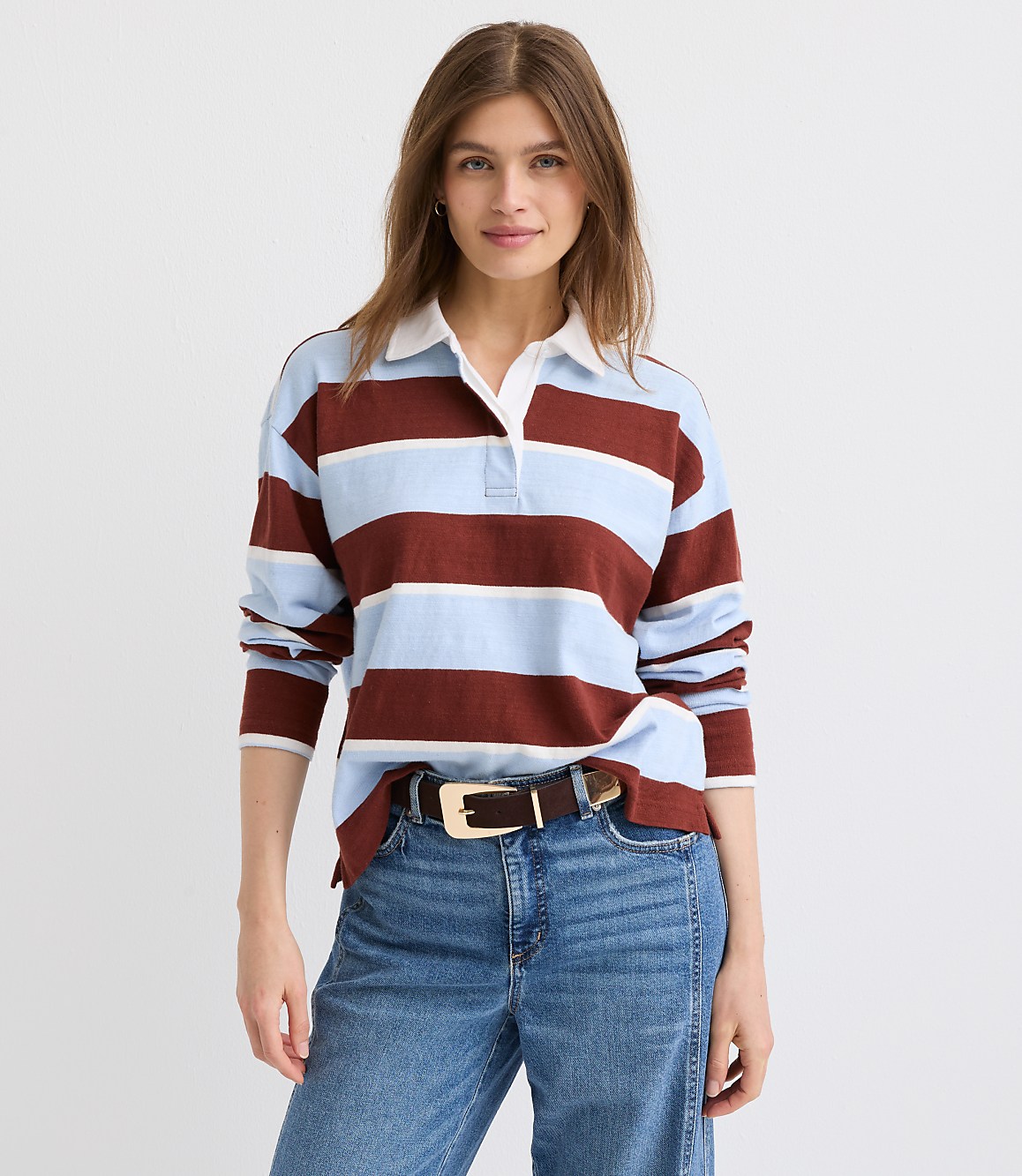 Rugby Stripe Polo Top