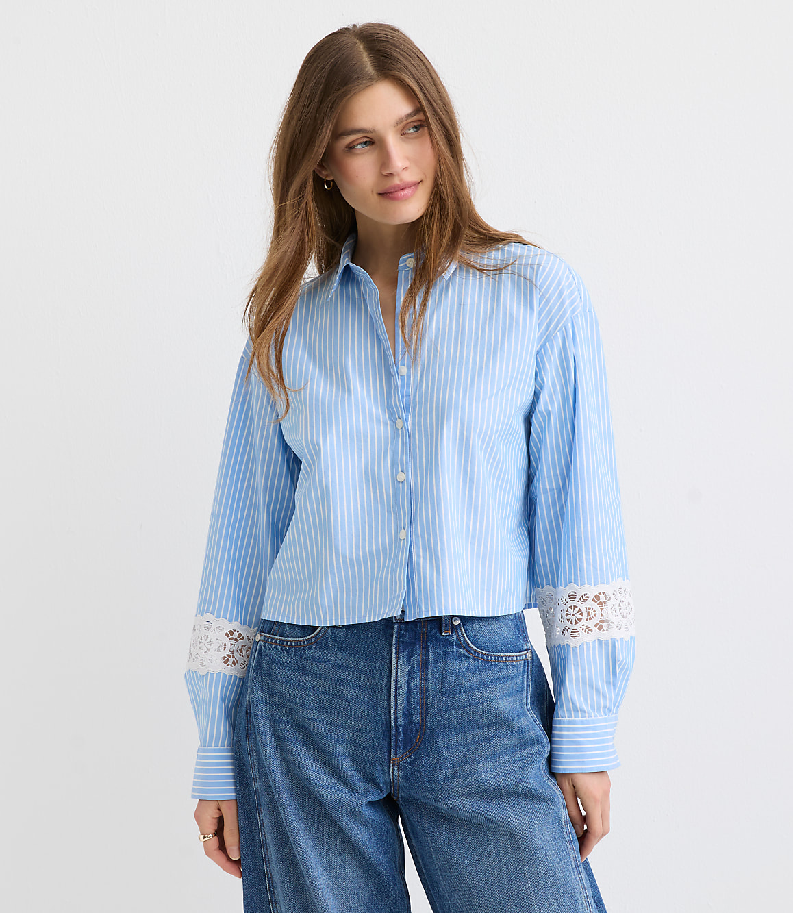 Striped Poplin Everyday Abbreviated Shirt