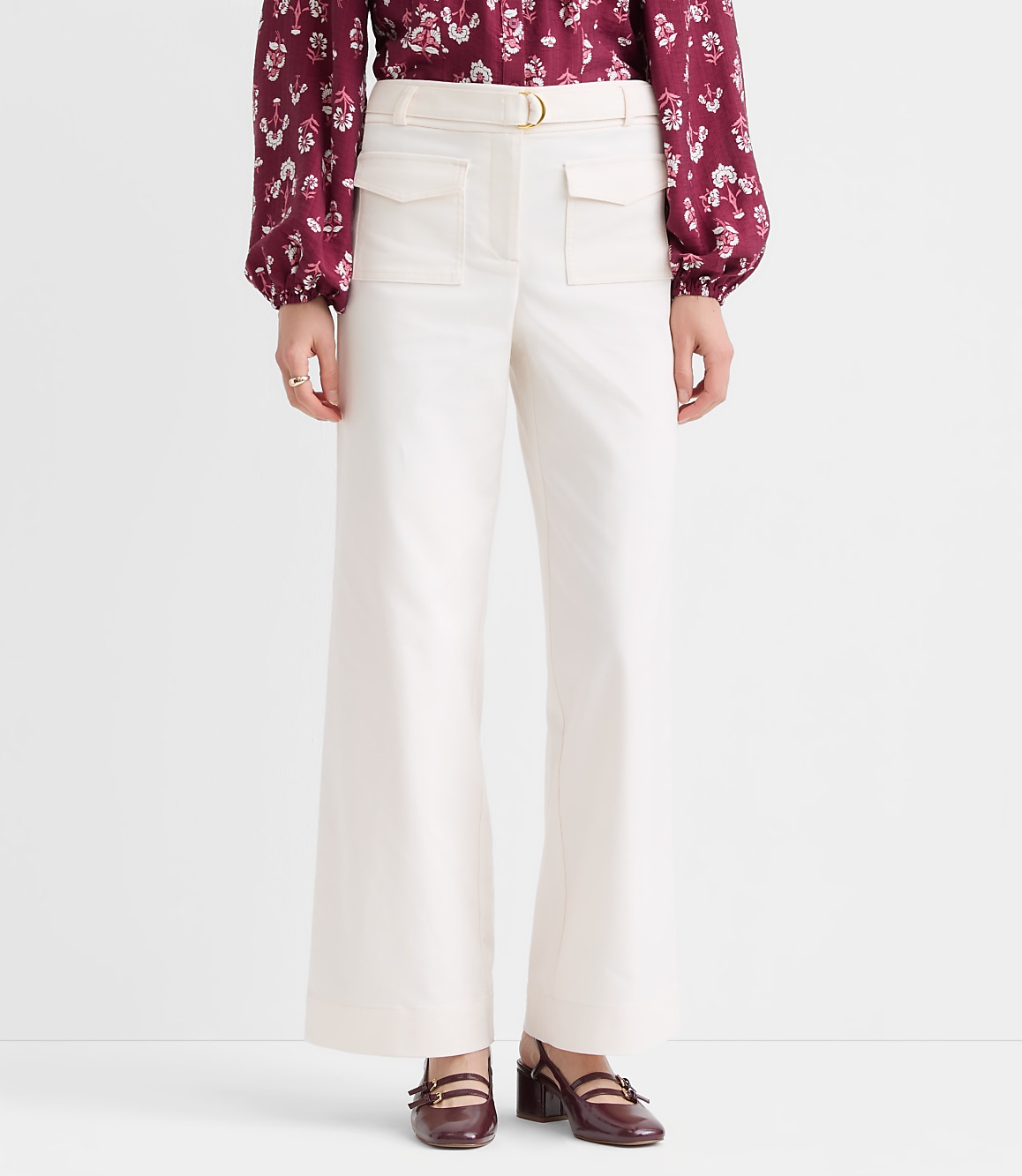 Curvy Belted Palmer Wide Leg Pants in Pique