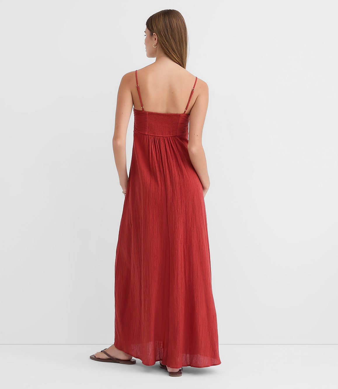 Loft Beach Hook Keyhole Maxi Dress Size 16 Red Ochre Women's
