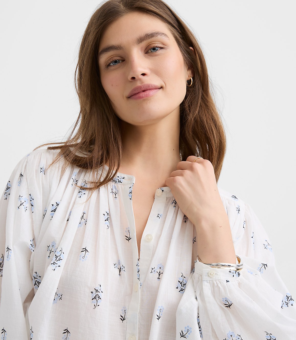 Floral Balloon Sleeve Blouse