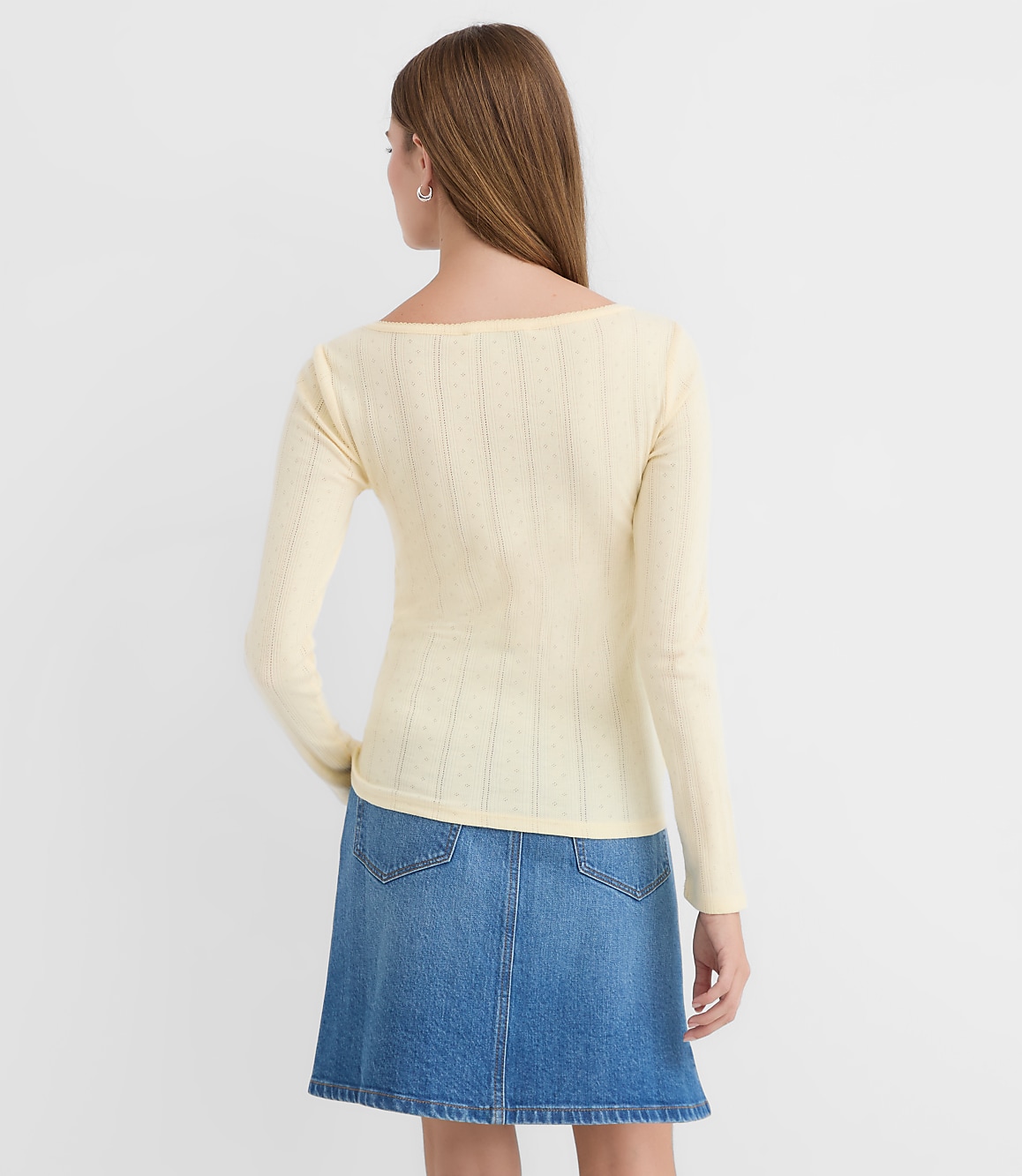 Ribbed Sweetheart Neck Long Sleeve Tee
