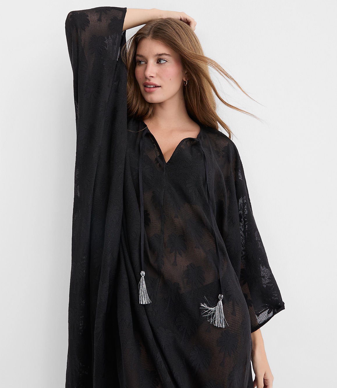 LOFT Beach Palm Mesh Maxi Swimsuit Coverup