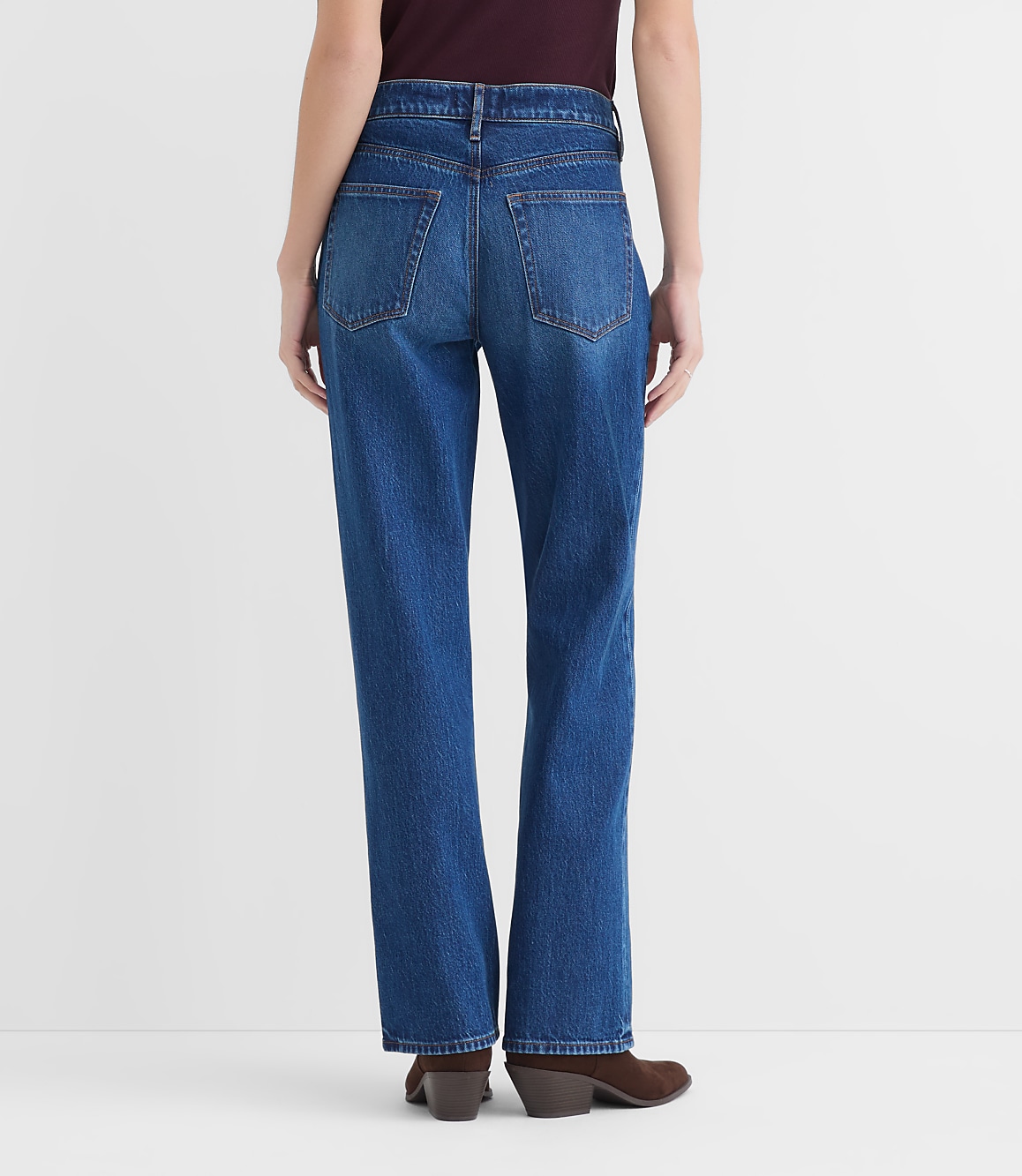 Rivete Mid Rise Relaxed Straight Jeans in Dark Wash