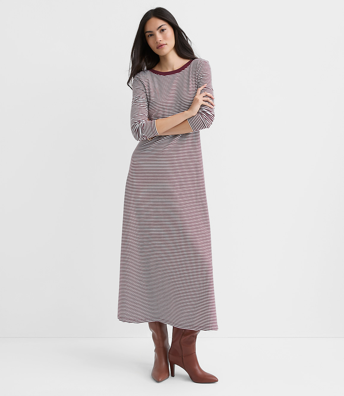 Striped Scoop Back Midi Dress