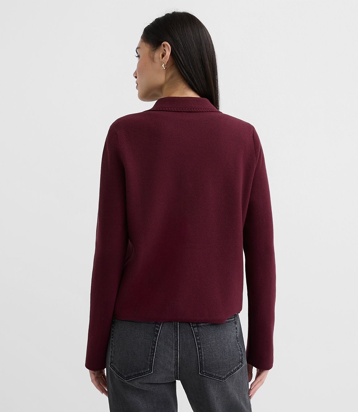 Embroidered Trim Sweater Jacket