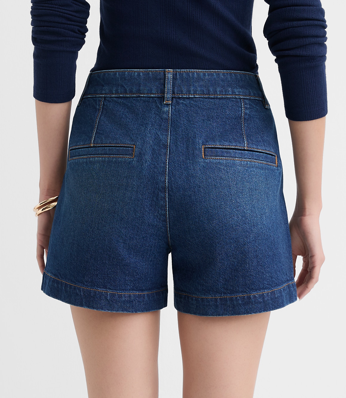 Curvy Palmer Denim Shorts in Vintage Mid Wash