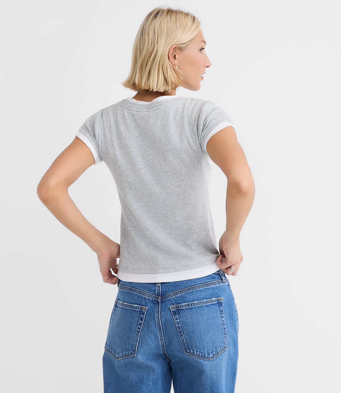 Heathered Layered Perfect Ribbed Tee