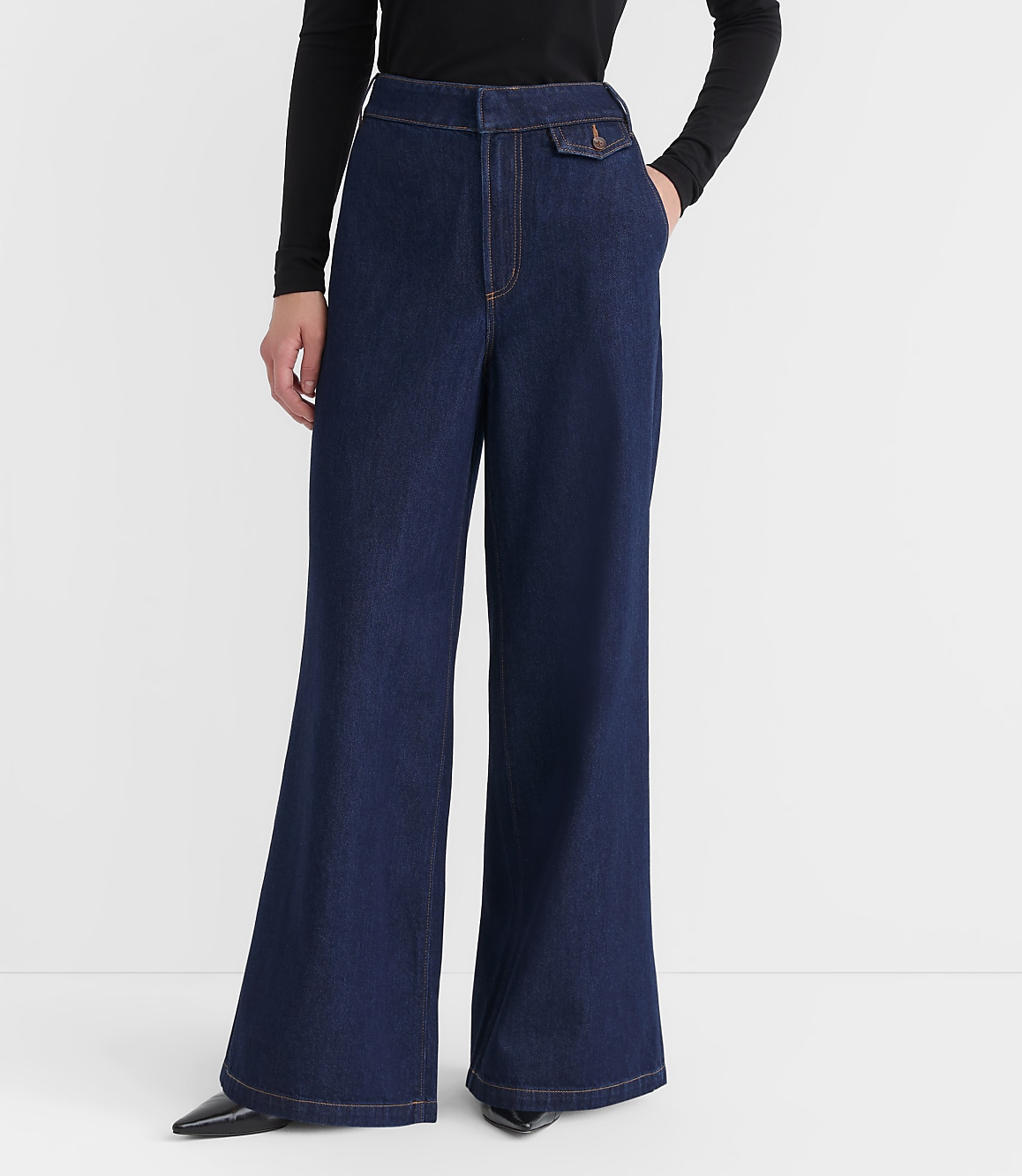 Curvy High Rise Trouser Jeans in Dark Rinse