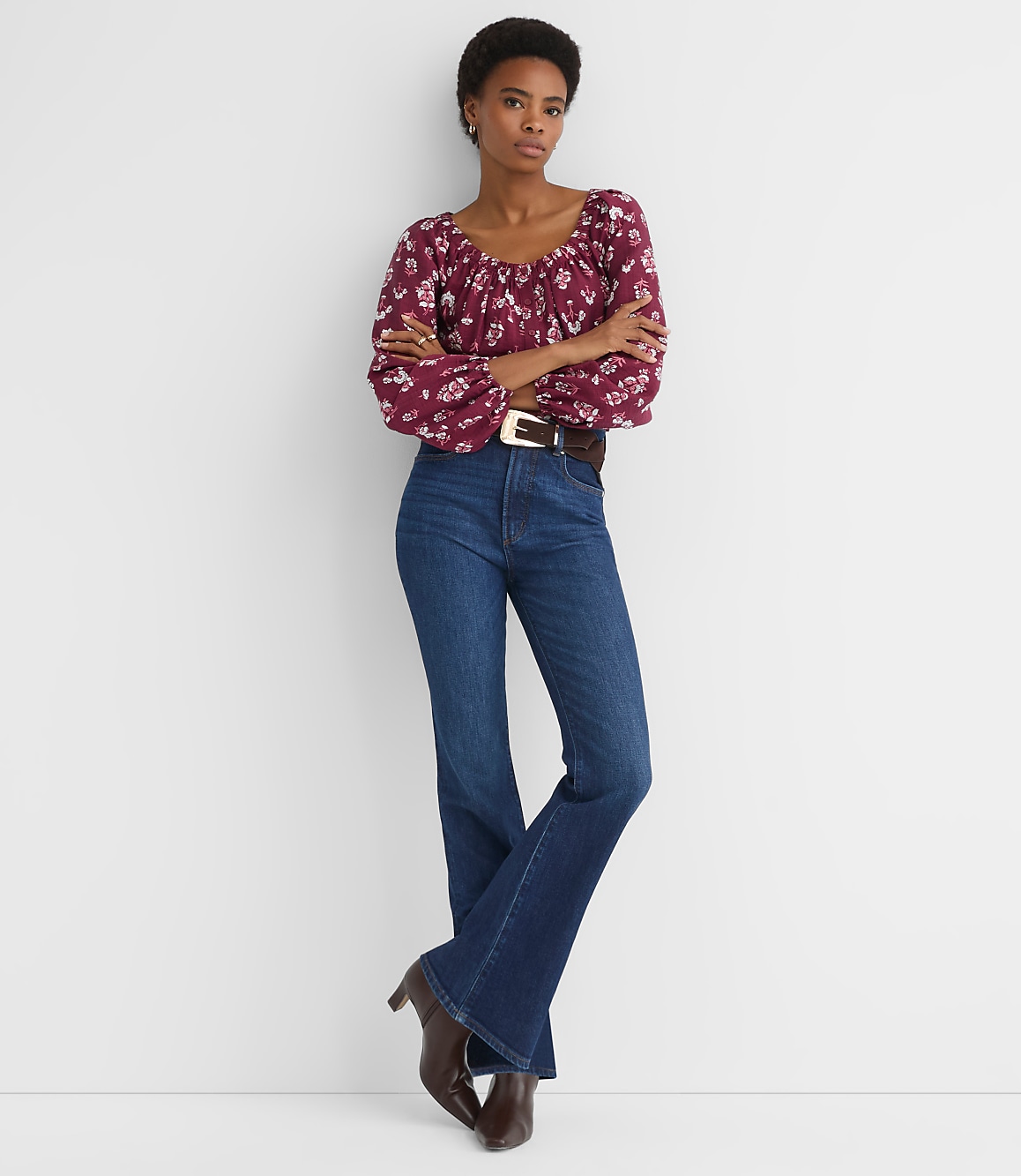 Floral Cinched Scoop Neck Top