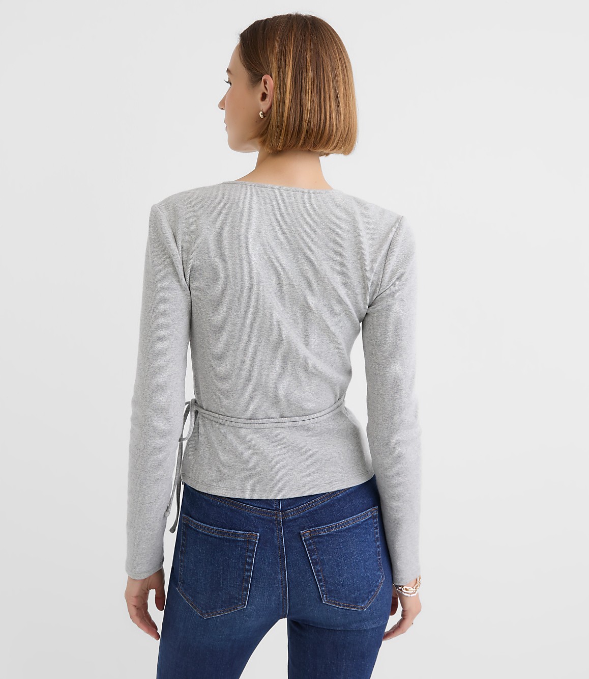 Heathered Ribbed Wrap Top