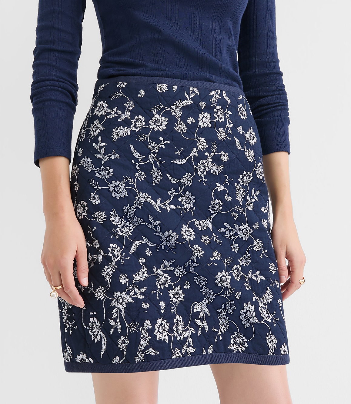 Floral Quilted Mini Skirt