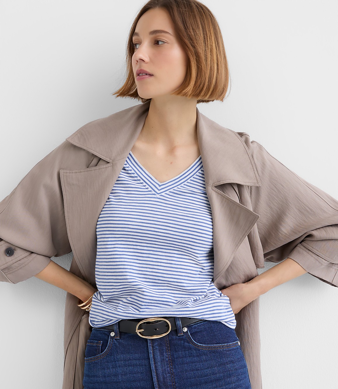 Striped Everyday V-Neck Tee