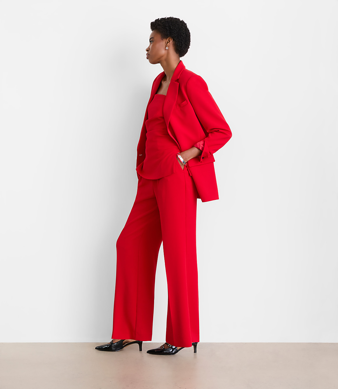 Petite LOFT Versa Crepe Drape Relaxed Blazer