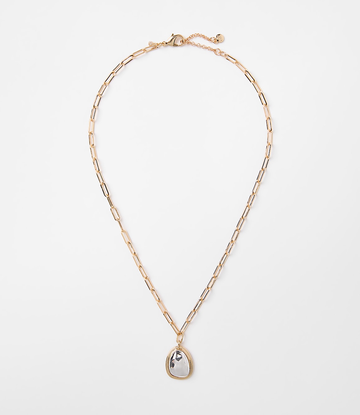 Mixed Metal Chunky Pendant Necklace