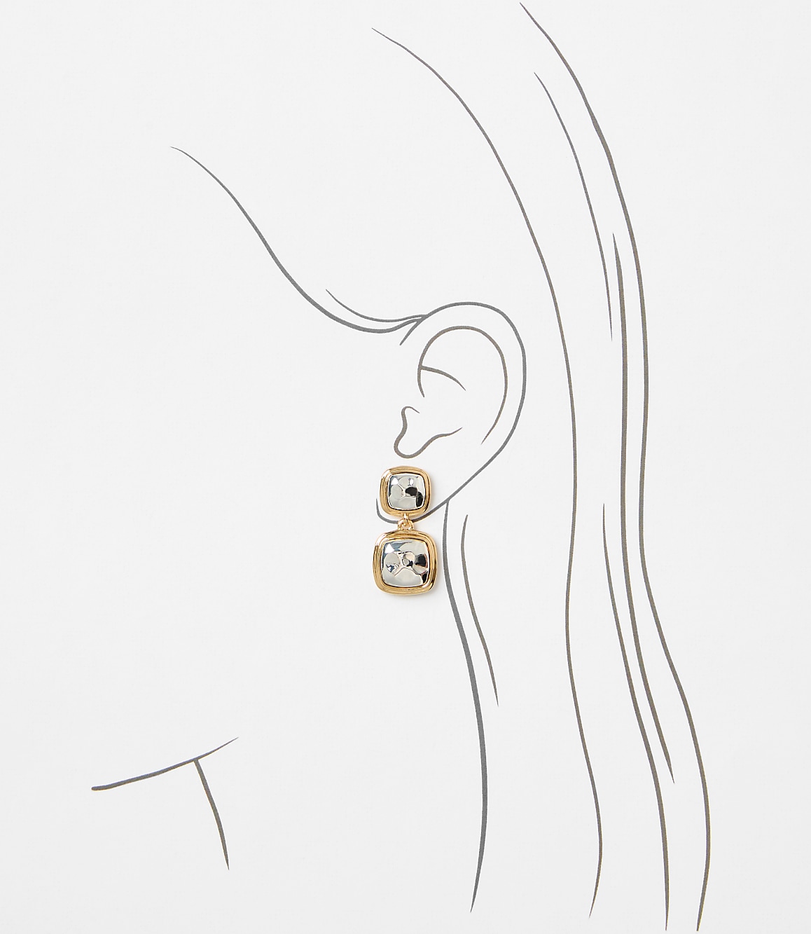 Mixed Metal Square Drop Earrings