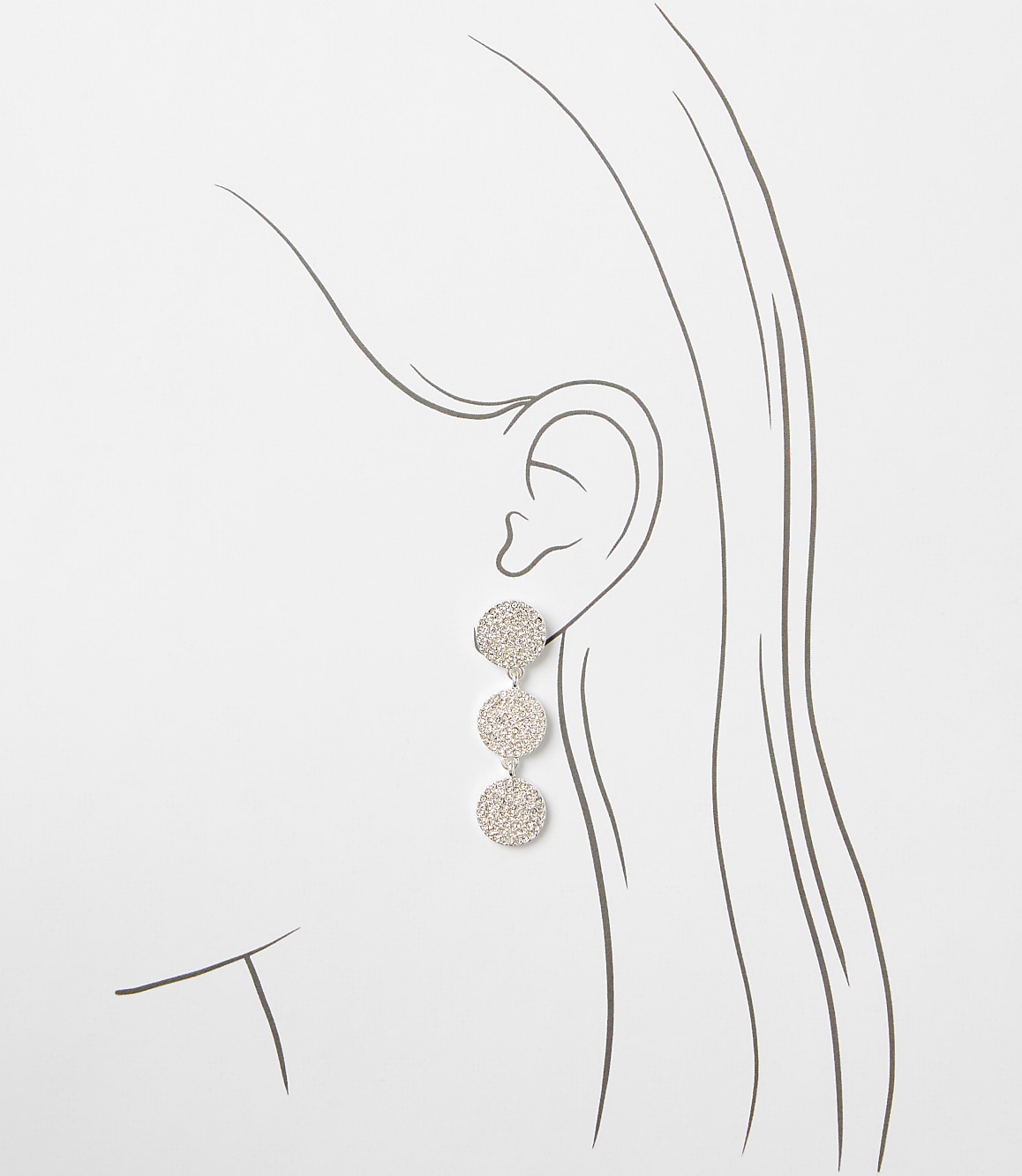 Pave Circle Triple Drop Earrings