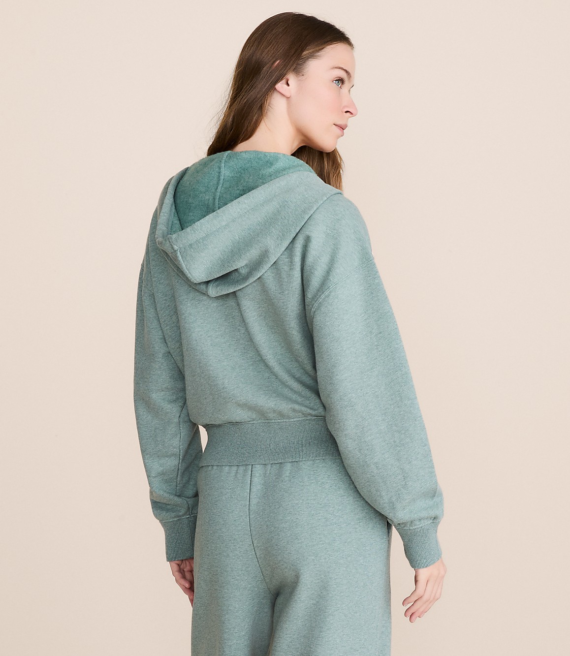 Lou & Grey Heathered Piped Elite Fleece Zip Hoodie