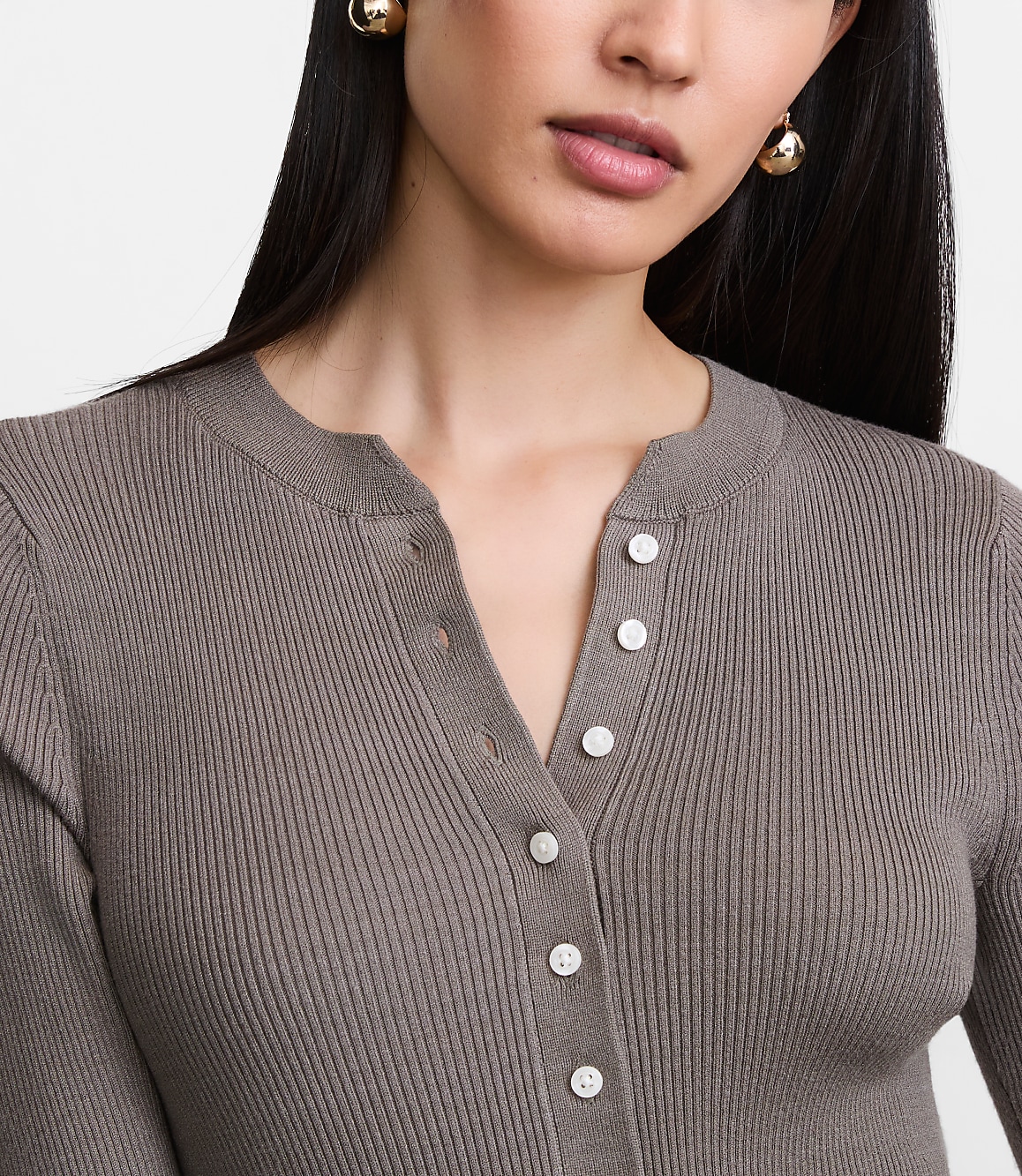 LOFT Versa Ribbed Henley Sweater