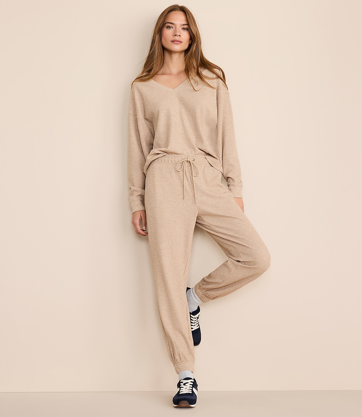 Petite Lou & Grey Heathered Upstate Waffle Joggers