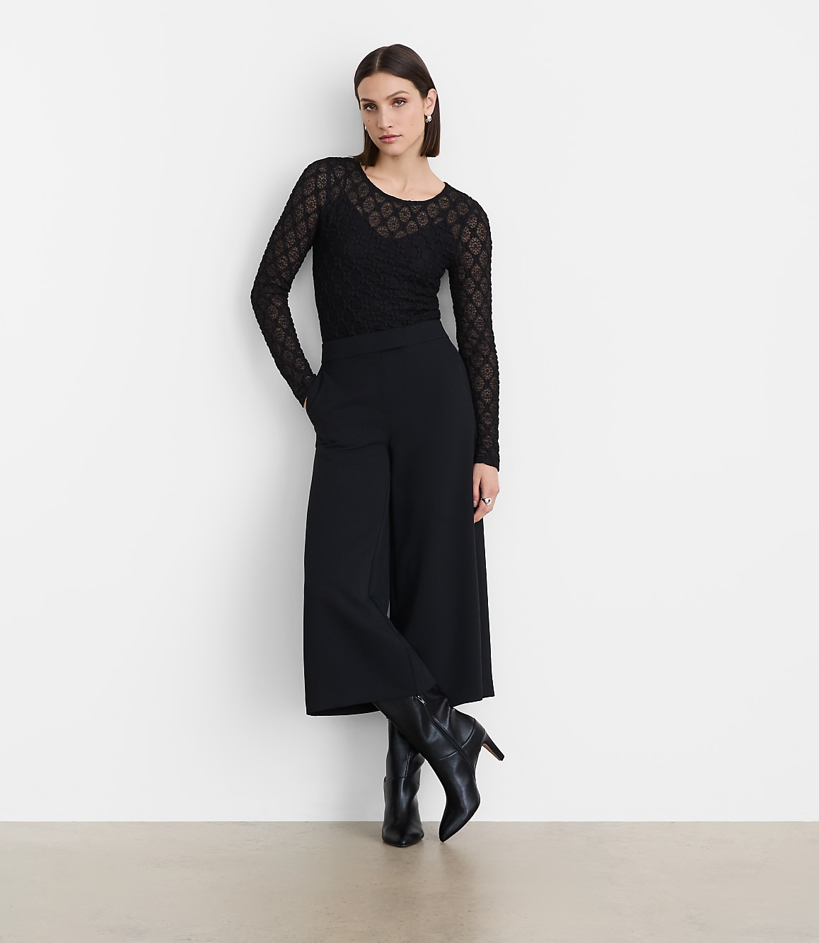 LOFT Versa Geo Lace Long Sleeve Top