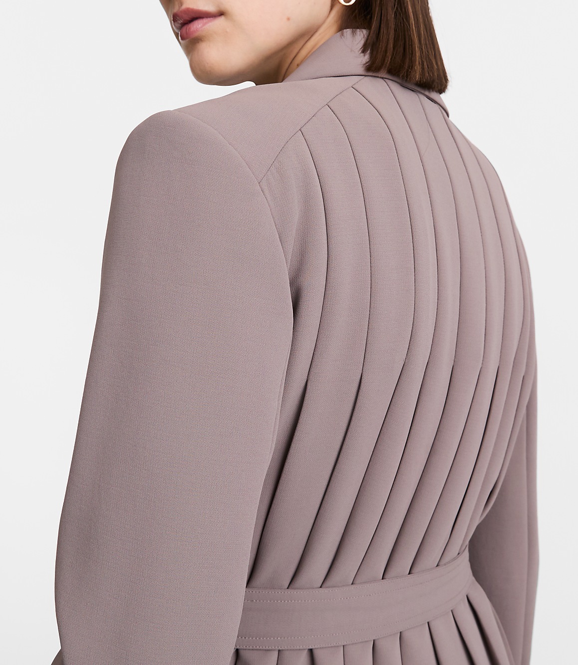 LOFT Versa Crepe Drape Back Pleated Belted Blazer