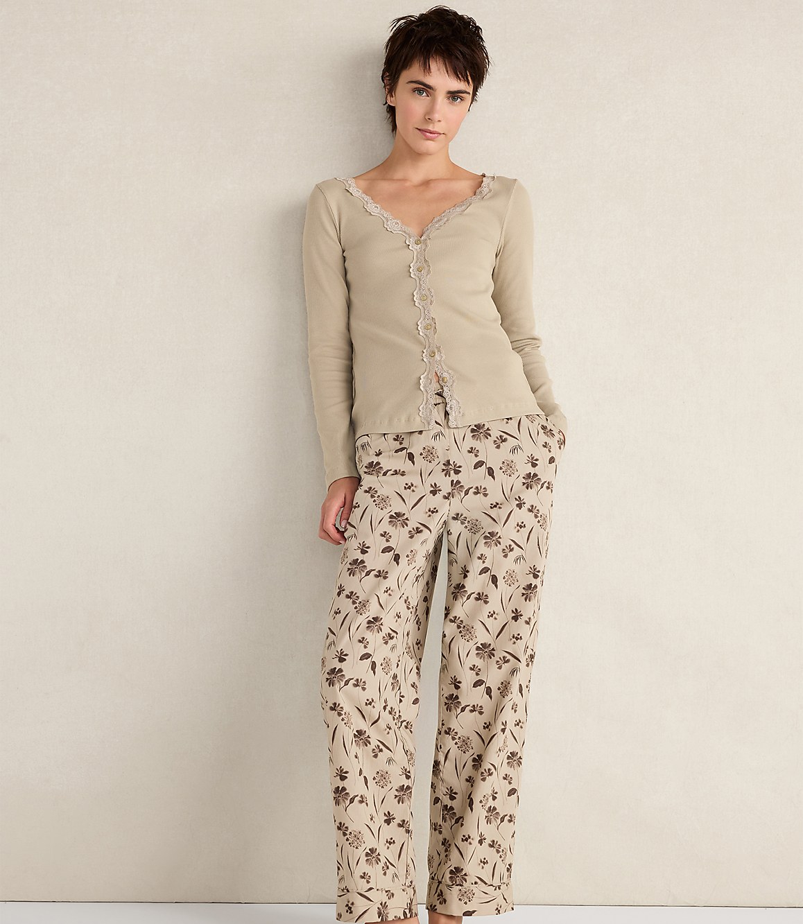 Haven Well Within Organic Cotton Rib Knit Lace Cardigan