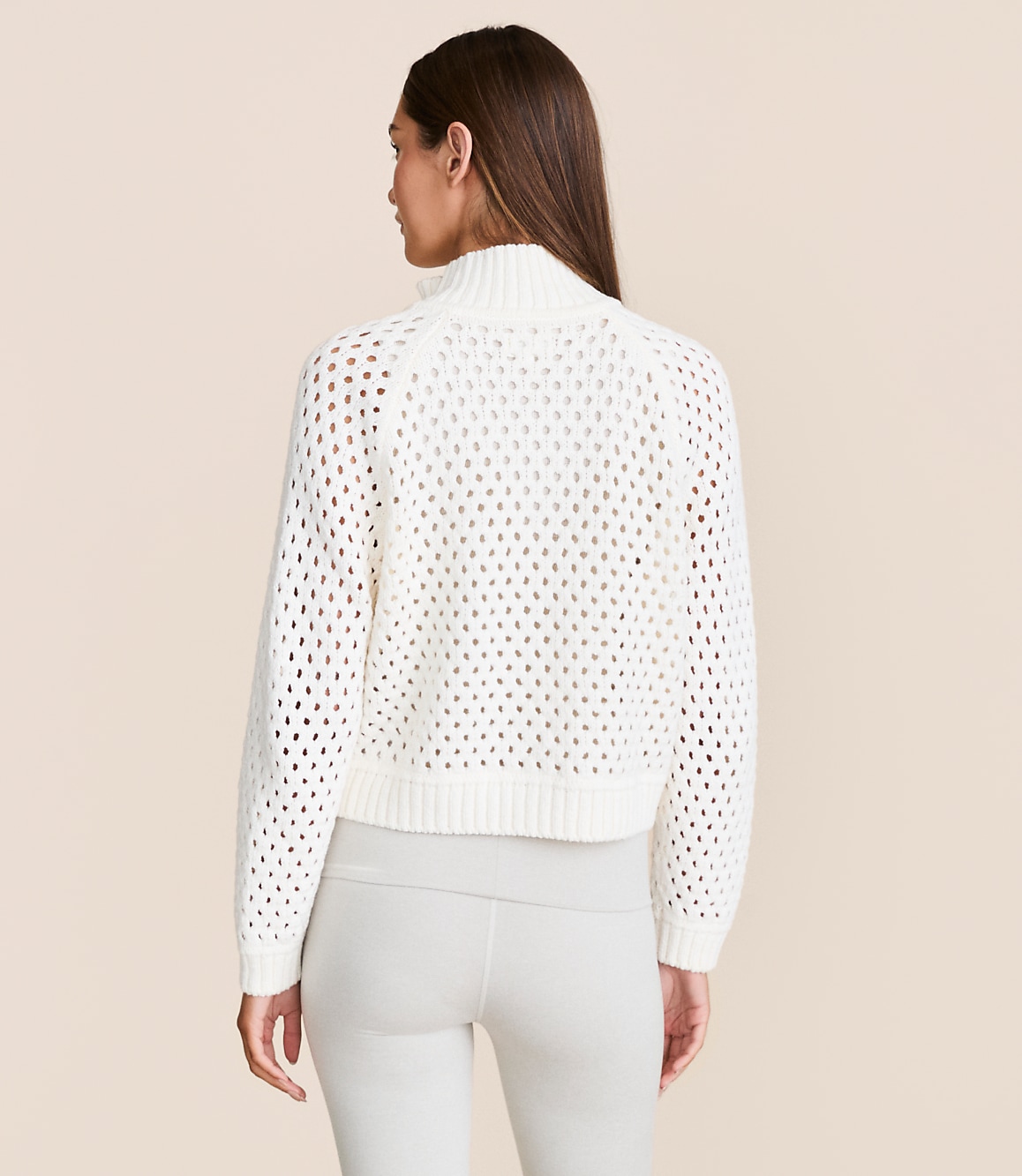Lou & Grey Mesh Stitch Half Zip Sweater