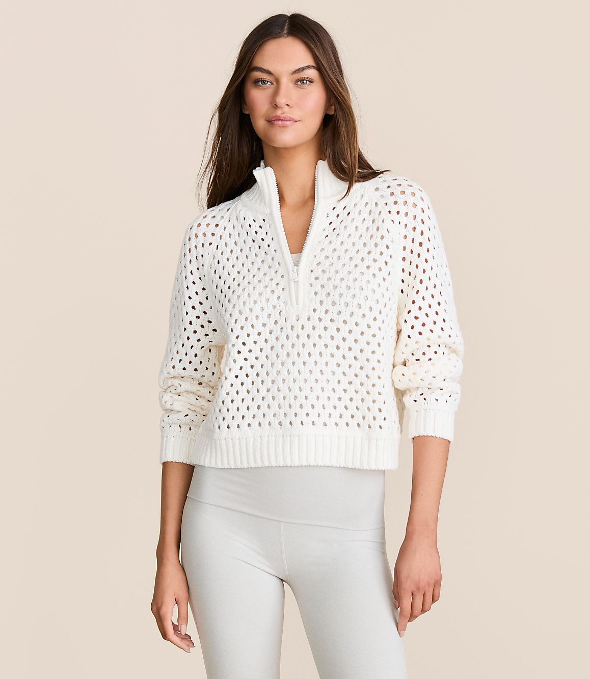 Lou & Grey Mesh Stitch Half Zip Sweater