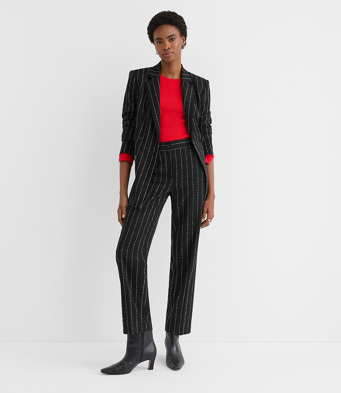 Tall Parker Straight Pants in Brushed Pinstripe