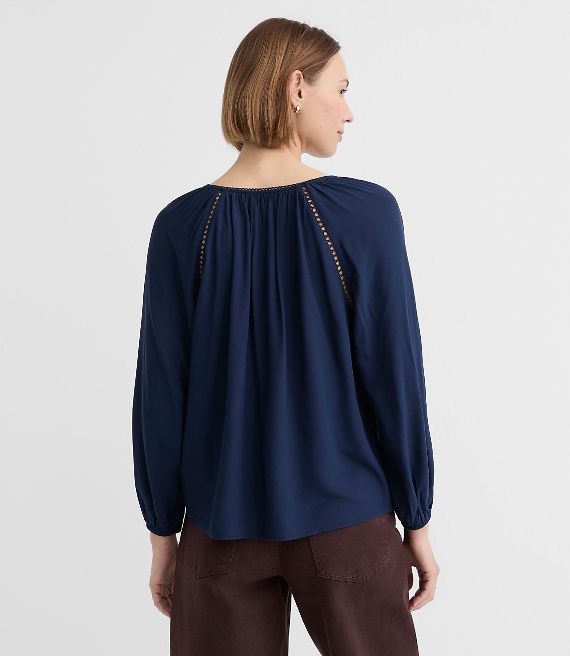 Petite Floral Cutout Embroidered V-Neck Blouse