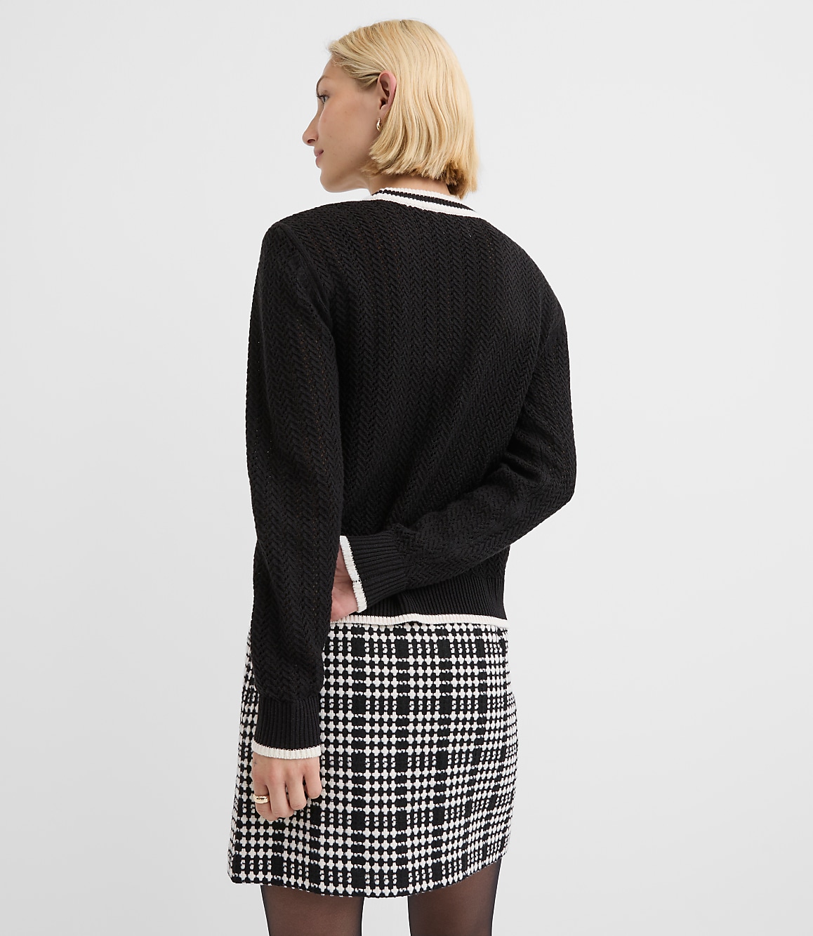 Petite Tipped Pointelle Cardigan