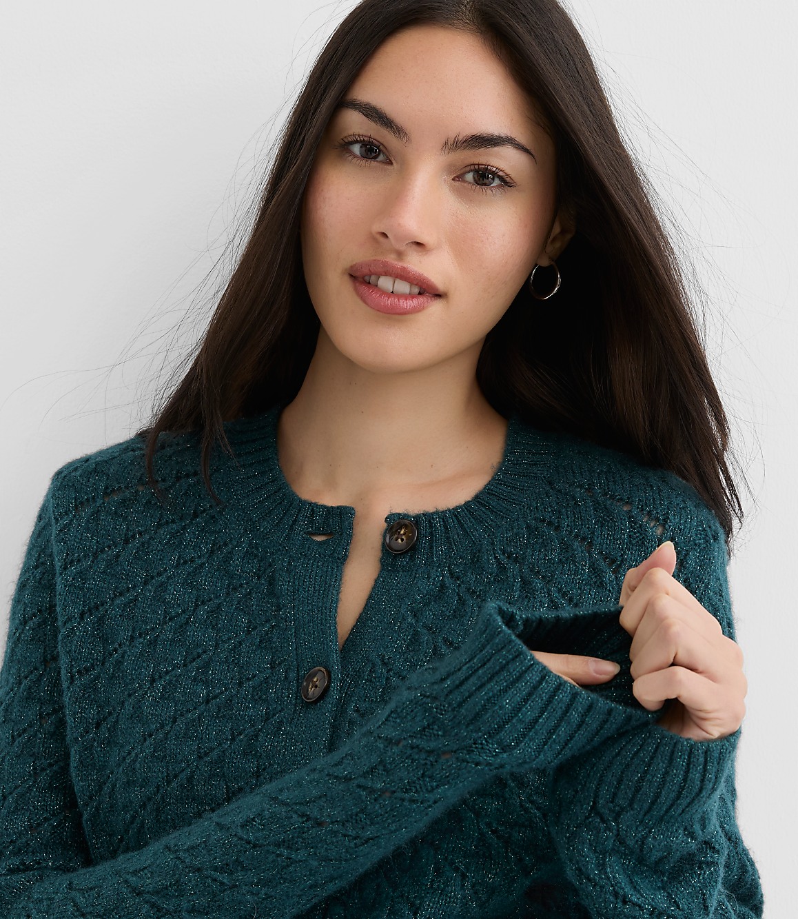 Shimmer Pointelle Cardigan