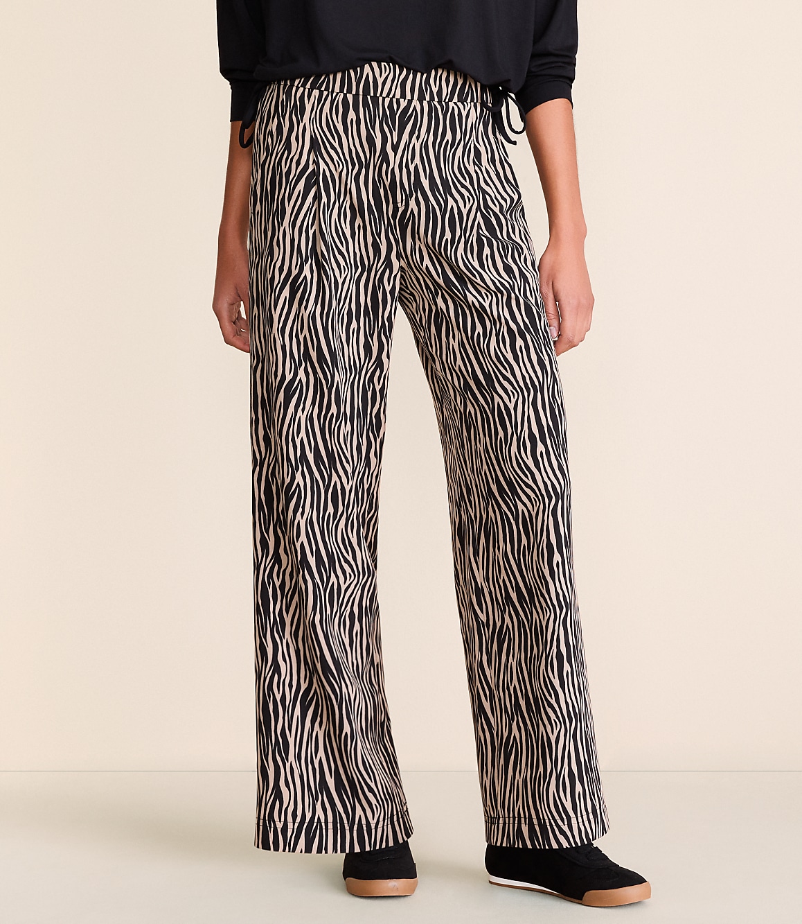 Petite Lou & Grey Zebra Print Wanderweave Wide Leg Trouser Pants