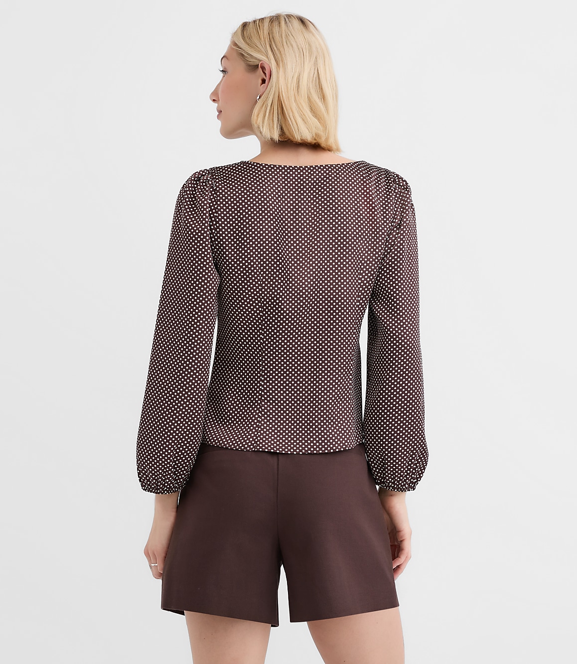 Pindot Ruched Blouse