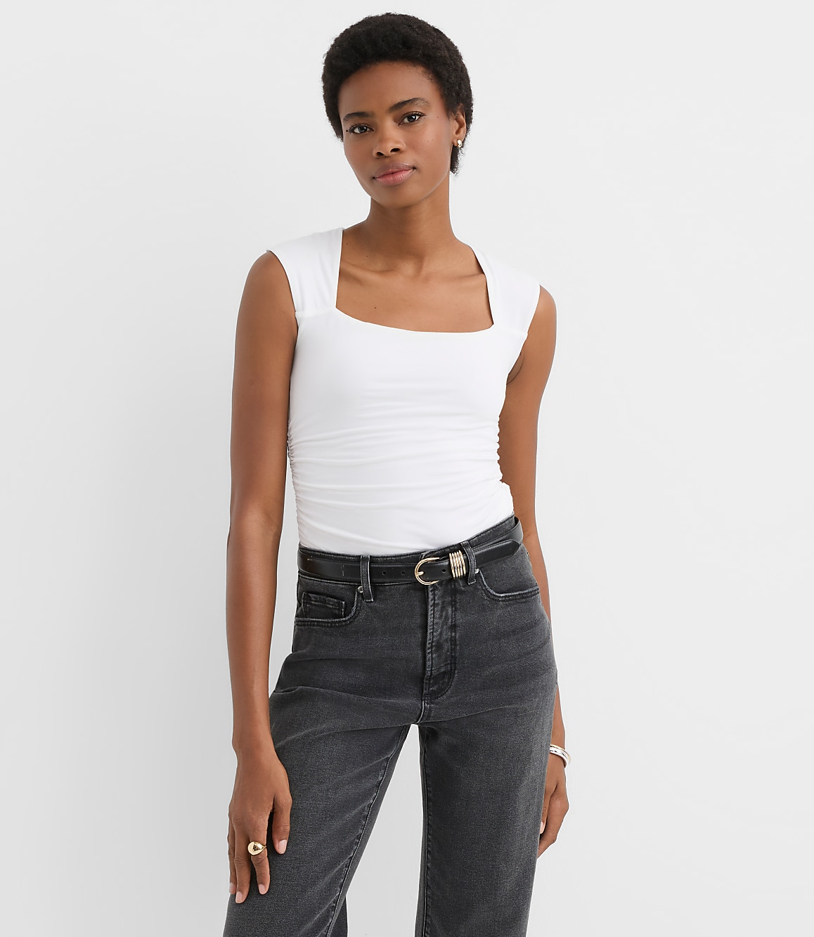 Ruched Square Neck Top