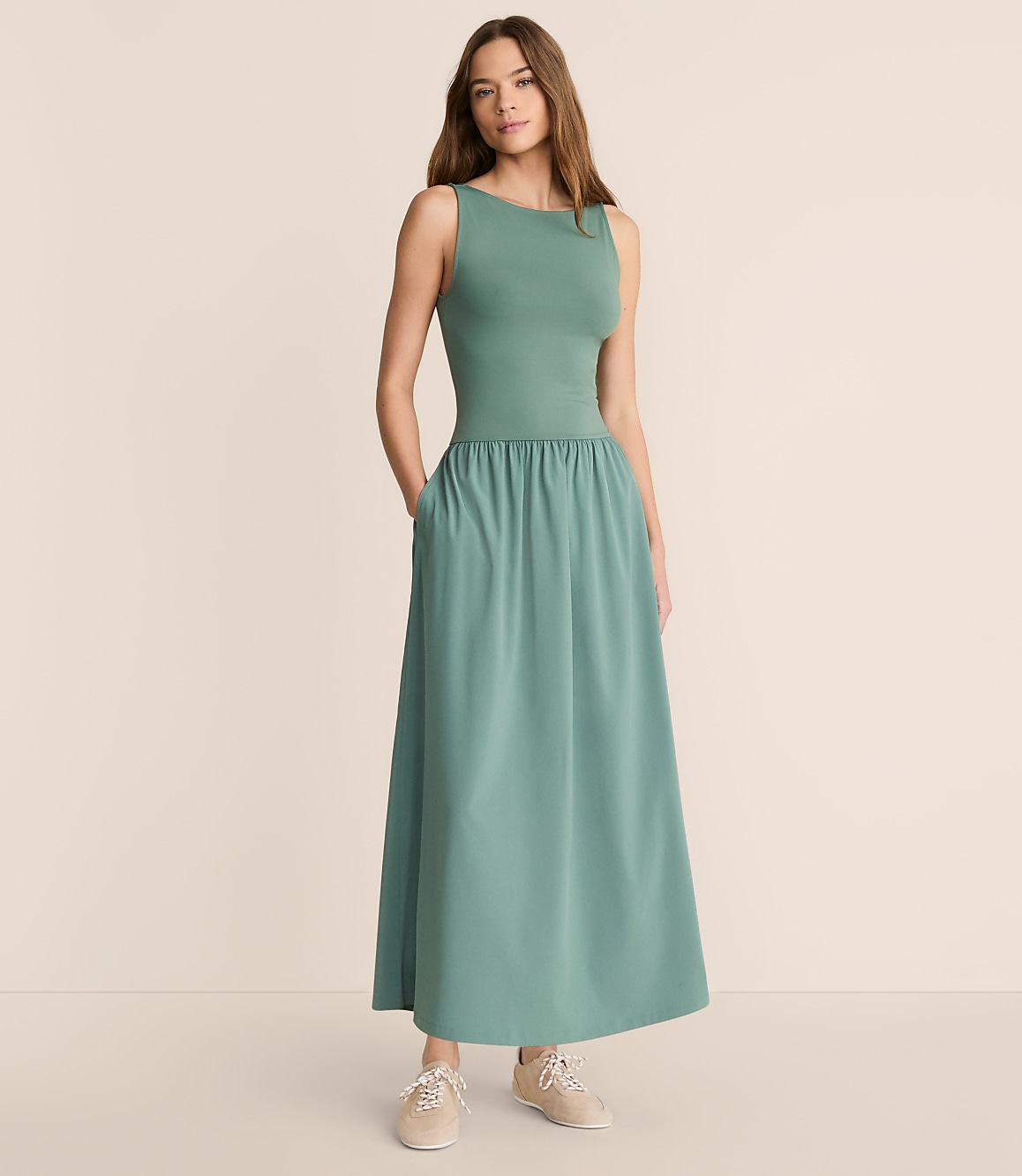 Lou & Grey Wanderweave Mixed Media Maxi Pocket Dress